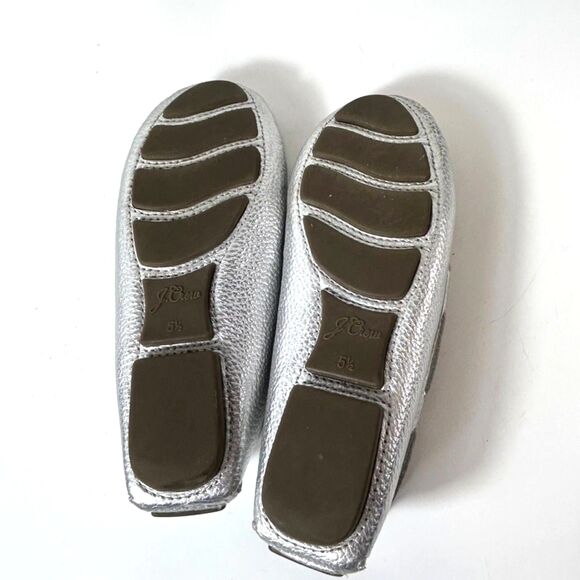 J. Crew Metallic Silver Leather Driving Moccasins Size 5.5 - Picture 7 of 10